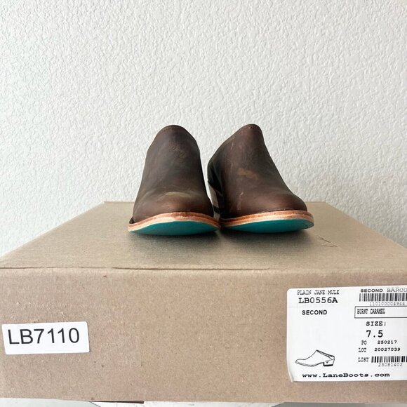 Lane Plain Jane Mule Womens 7.5 Brown Leather Cowboy Boots Short Western Cowgirl - Picture 12 of 13